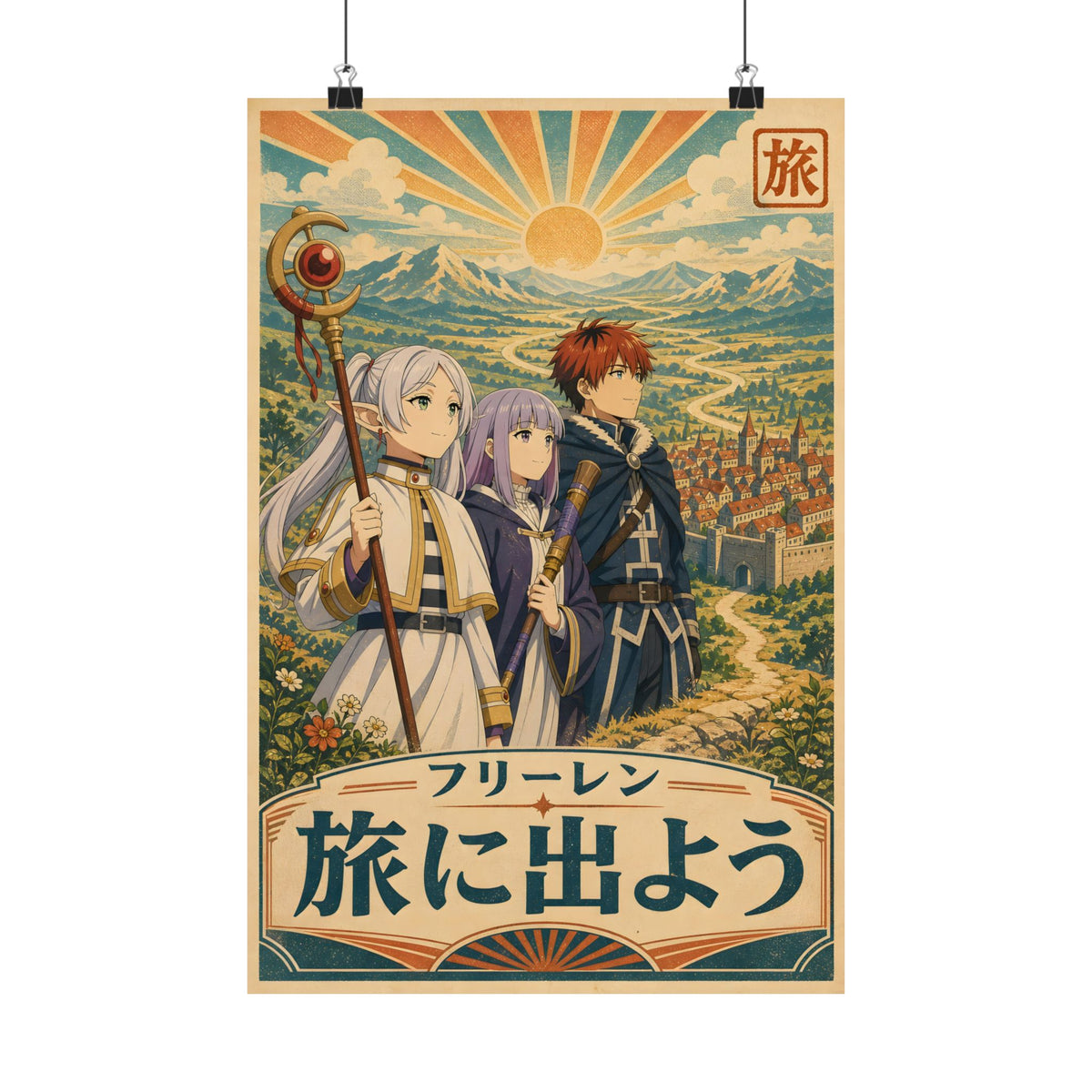 Frieren Fr16 Retro Travel Anime Poster