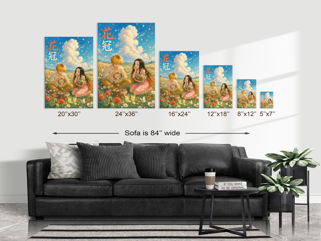 Demon Slayer Zenitsu Nezuko Dreamy Flower Crown Anime Poster