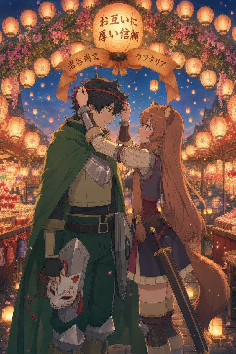 The Rising of the Shield Hero Romance Plus Lantern Festival Mask Anime Poster