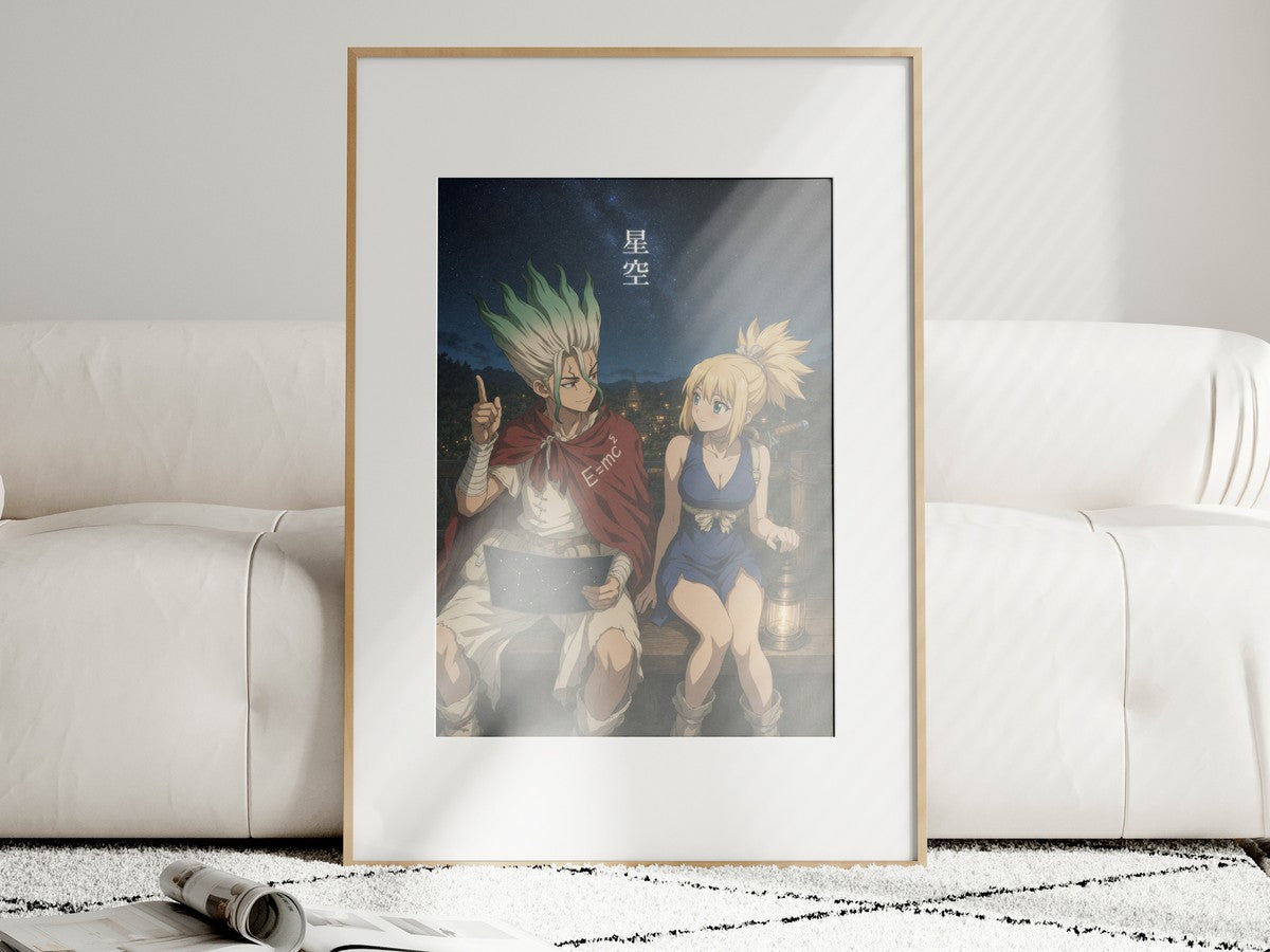 Unframed poster on wall