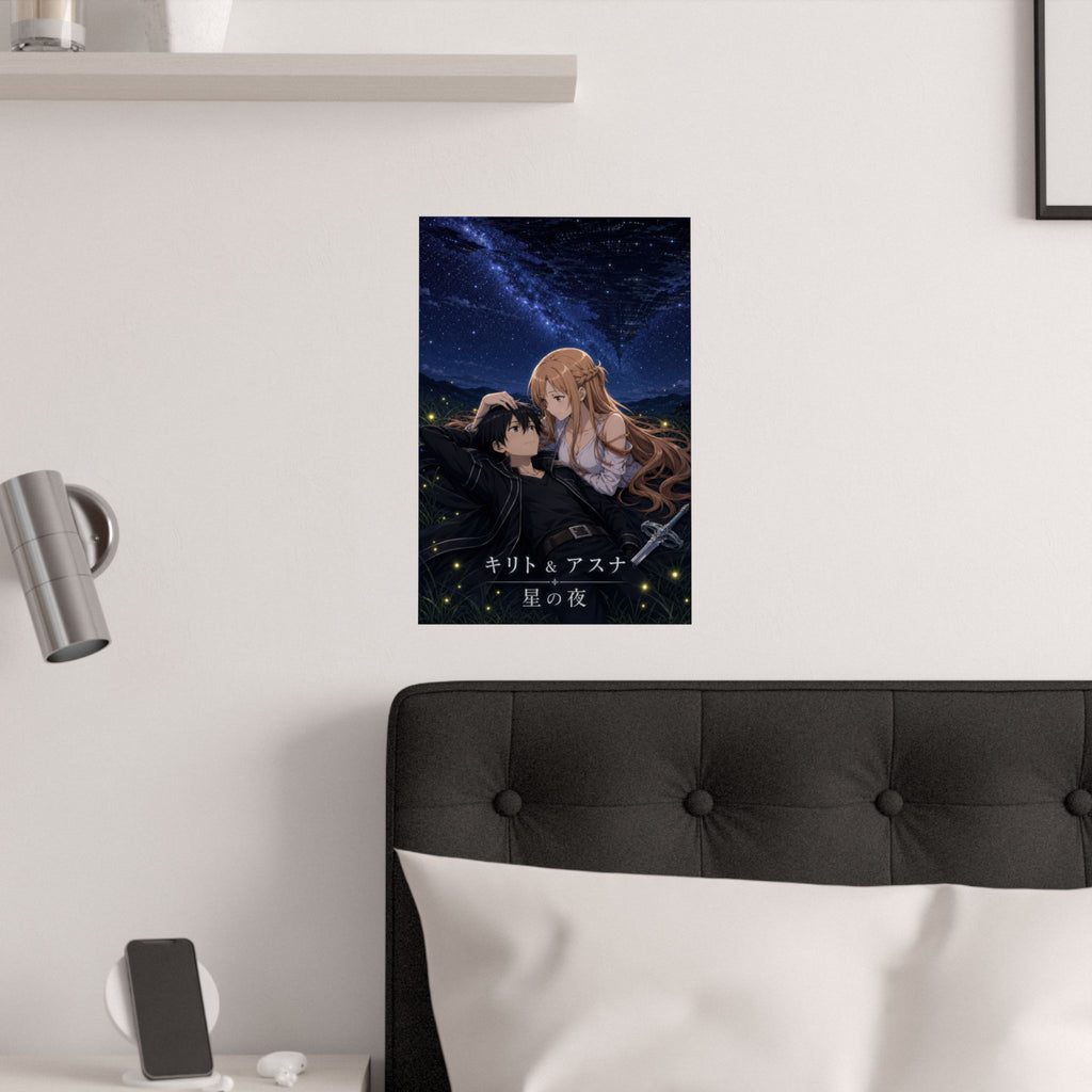 Sword Art Online Sao07 Kirito Asuna Stargazing Night Sky Romance Anime Poster