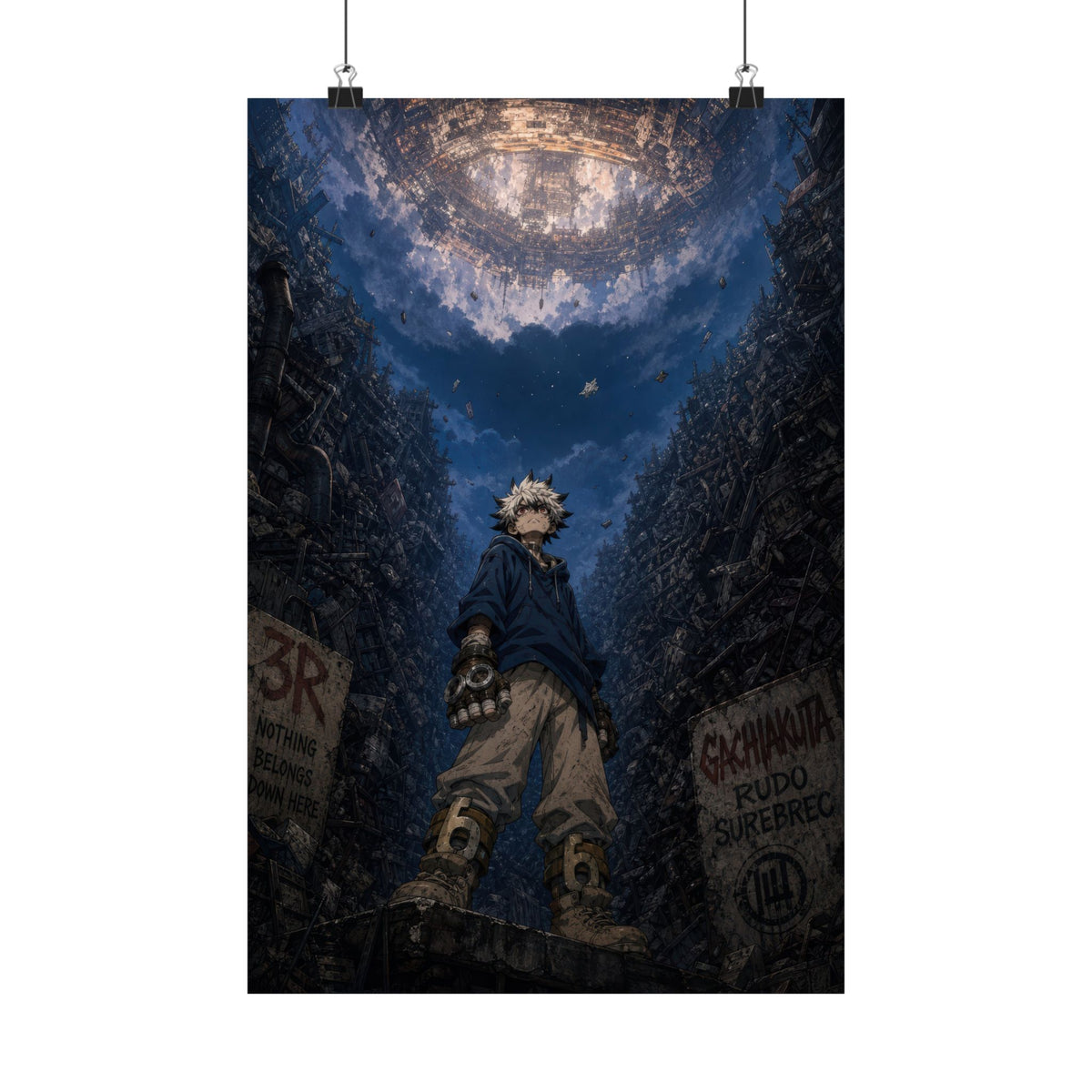Gachiakuta Gk06 Rudo Navy Hoodie Giver Gritty Cinematic Manga Anime Poster