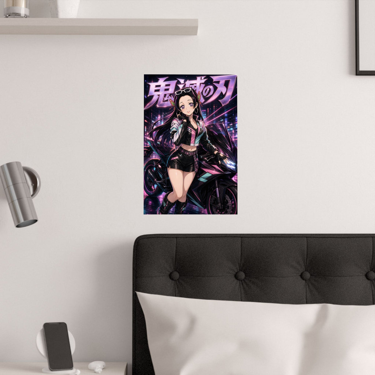 Demon Slayer Kanae Neon Motorcycle Anime Poster