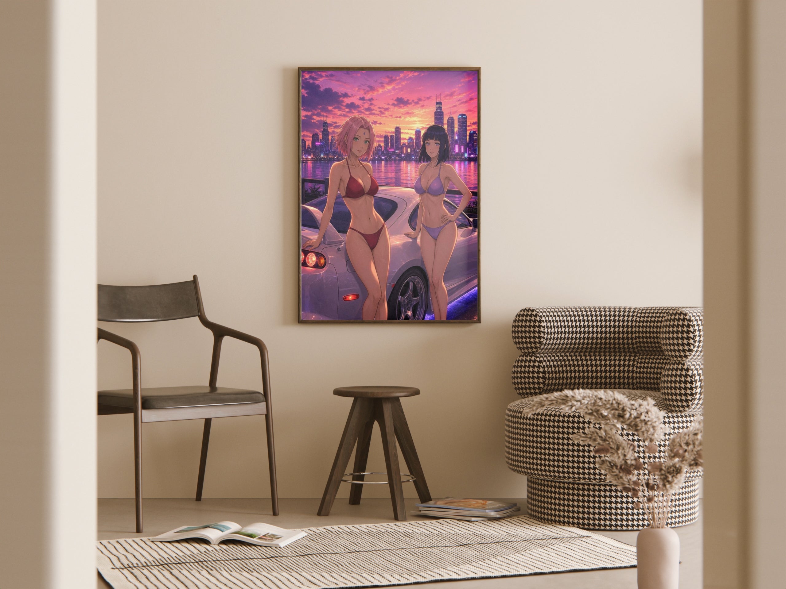 Sakura Hinata Naruto Anime Poster Ninja Sisters Art Print