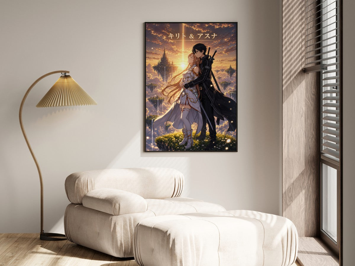 Sword Art Online Sao03 Kirito Asuna Sunset Romantic Key Visual Anime Poster