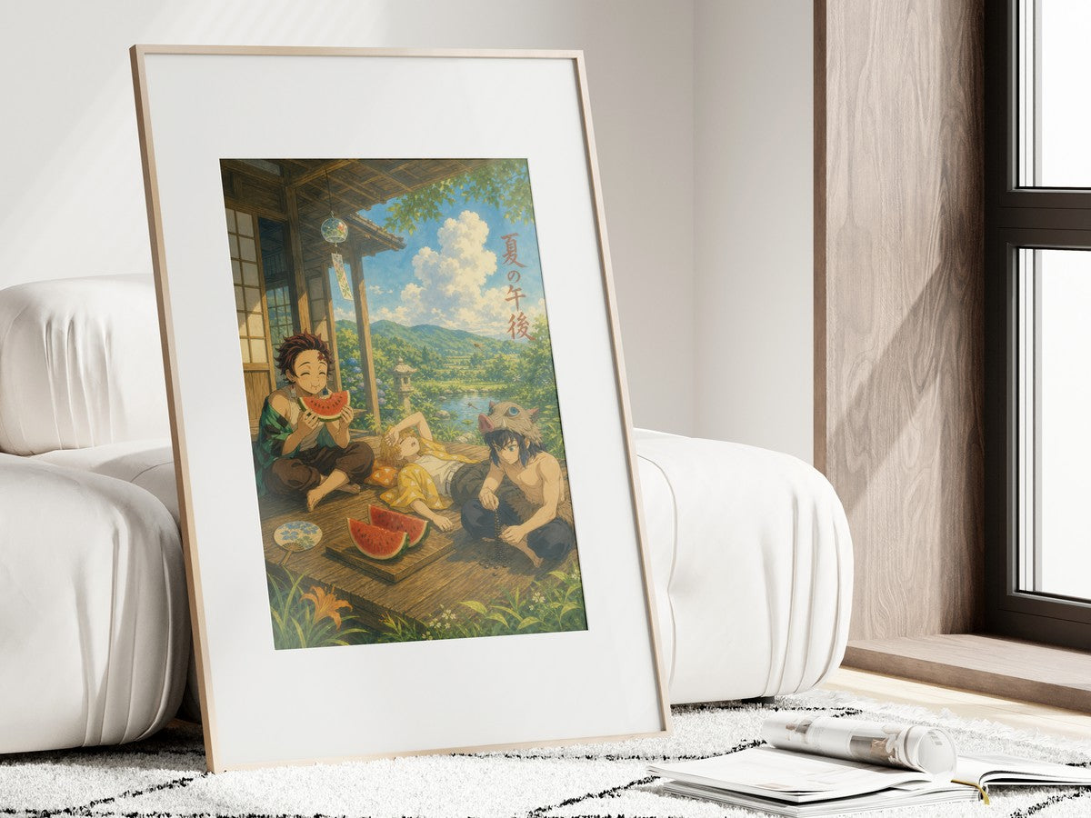 Demon Slayer Watermelon Engawa Miyazaki Afternoon Anime Poster
