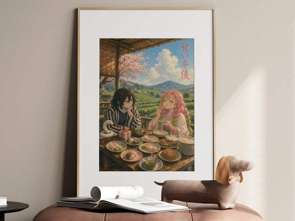 Demon Slayer Obanai Mitsuri Ghibli Teahouse Date Anime Poster