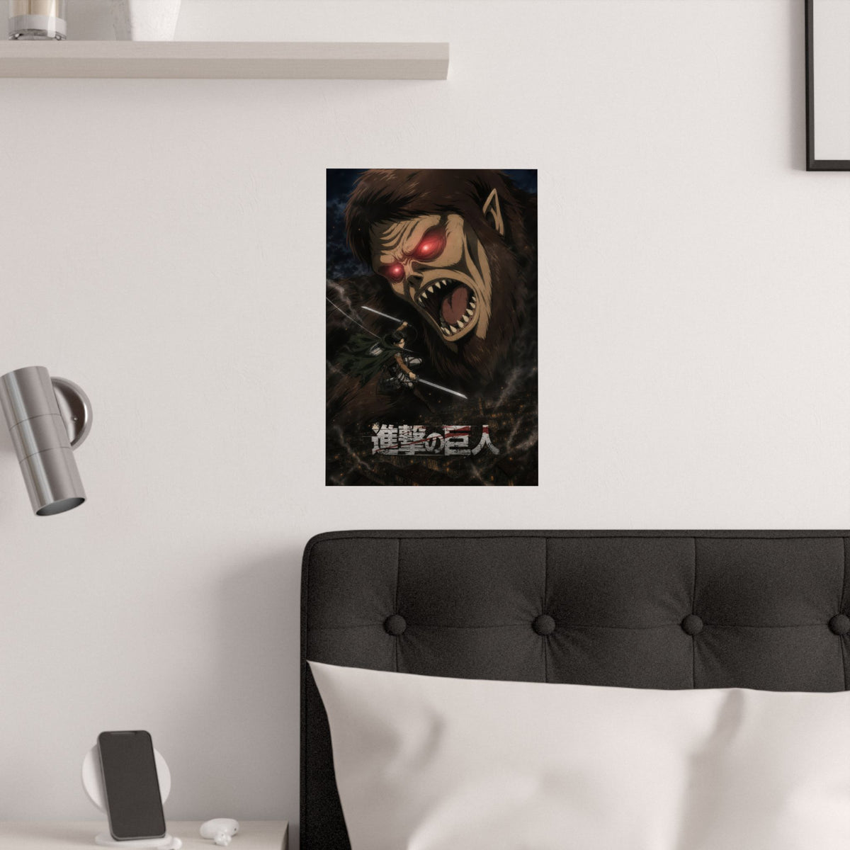 Unframed poster on wall