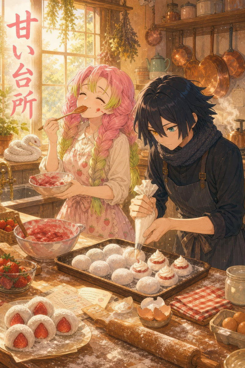 Demon Slayer Obanai Mitsuri Dreamy Sweet Kitchen Anime Poster