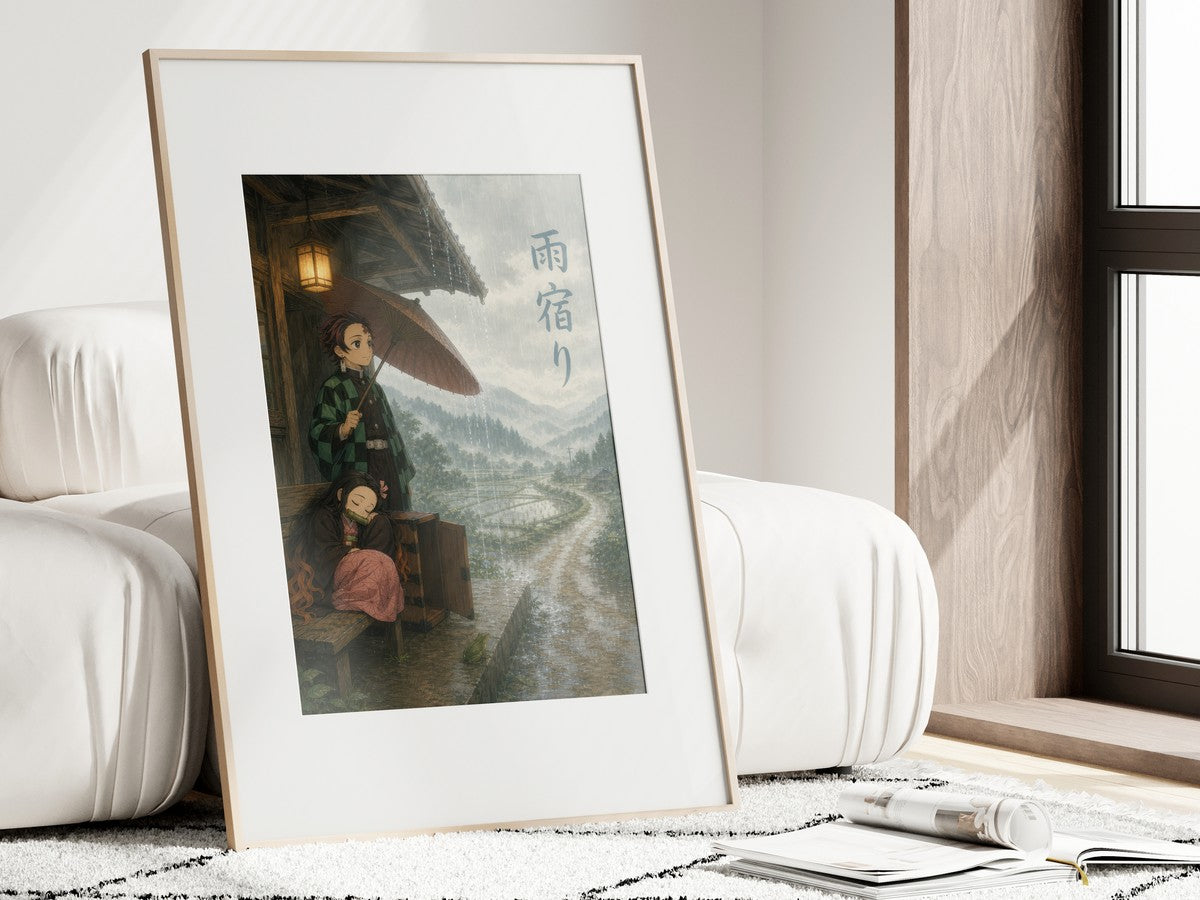 Demon Slayer Rain Shelter Miyazaki Station Anime Poster