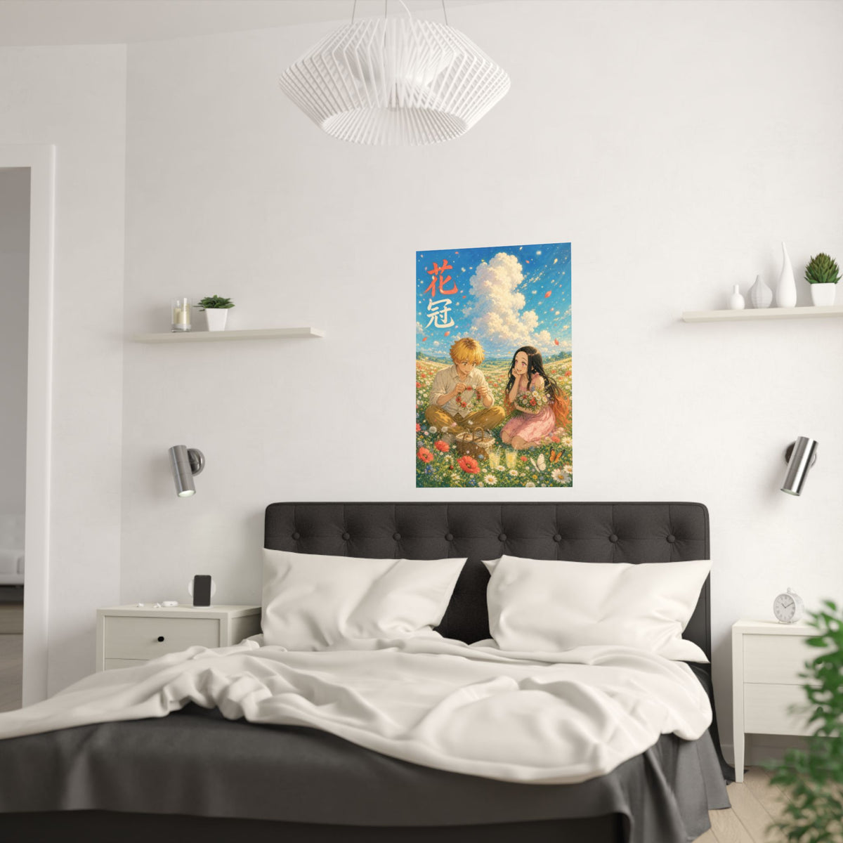 Demon Slayer Zenitsu Nezuko Dreamy Flower Crown Anime Poster