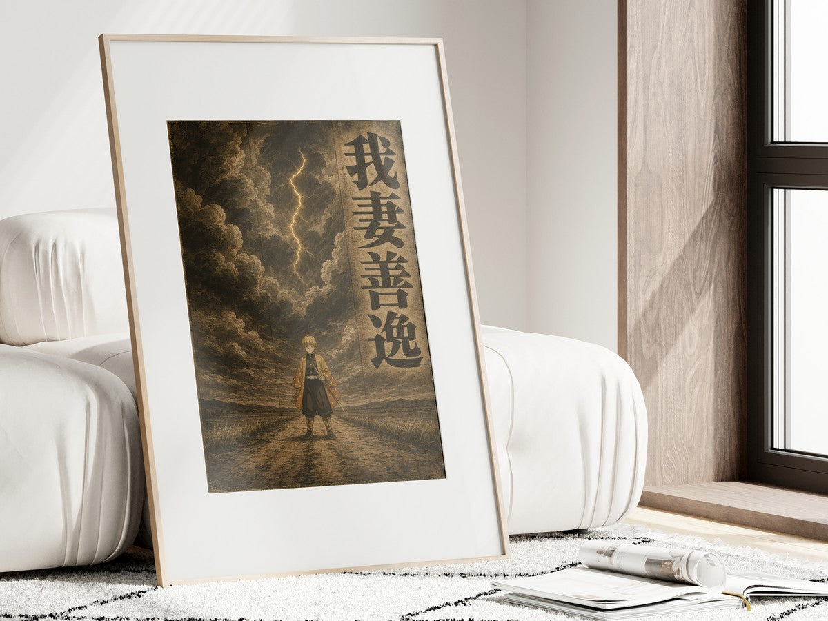 Demon Slayer Hm04 Zenitsu Sepia Thunder Anime Poster