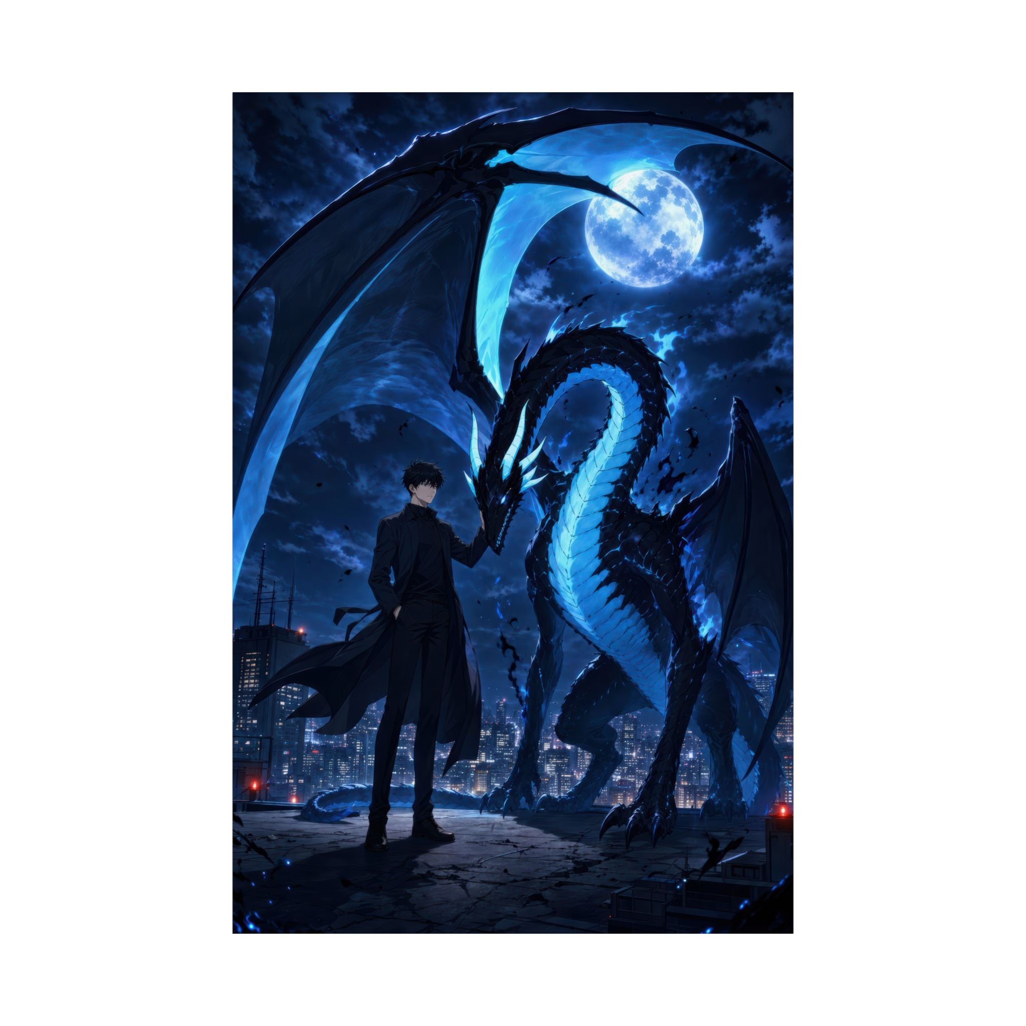 Solo Leveling Sl57 Jinwoo Kaisel Rooftop Landing Anime Poster