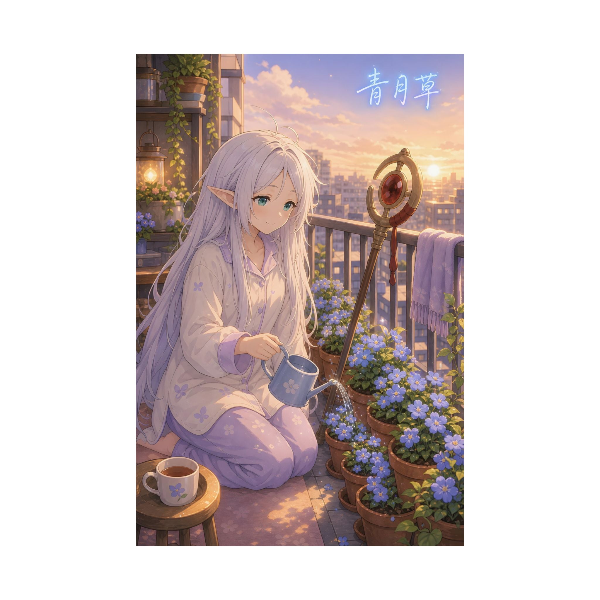 Frieren Fr39 Blue Moon Balcony Anime Poster
