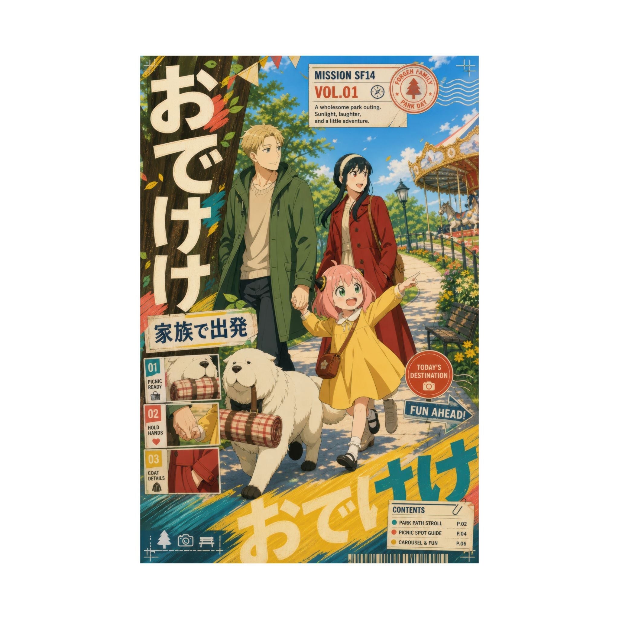 Forger Spy x Family Anime Poster Family Park Odekeke Colorful Travel Poster