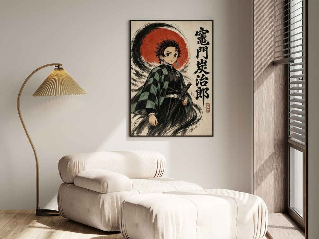 Demon Slayer Hm01 Tanjiro Sumi E Sun Anime Poster