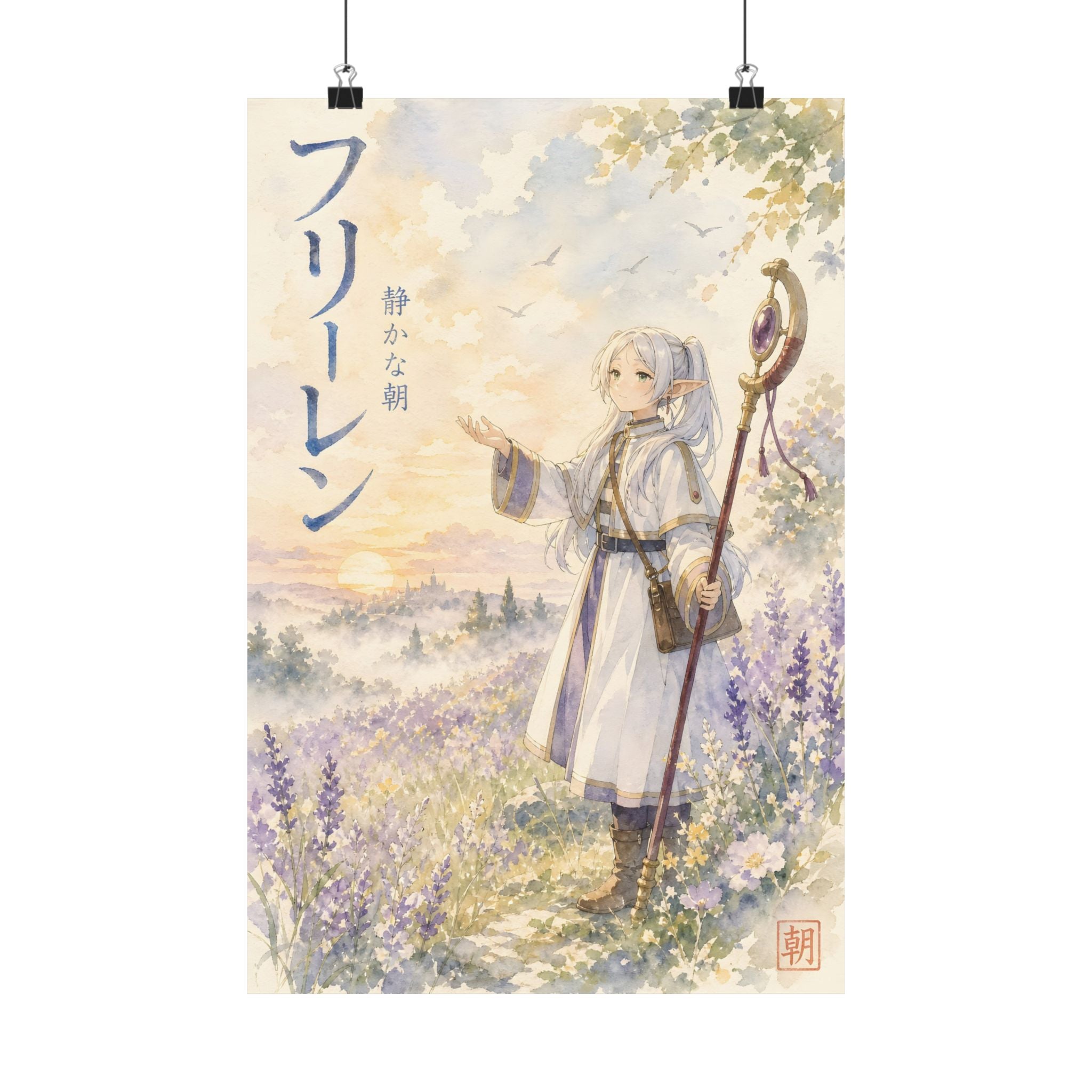 Frieren Fr12 Watercolor Anime Poster