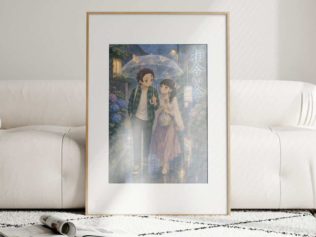 Demon Slayer Tanjiro Kanao Dreamy Shared Umbrella Anime Poster