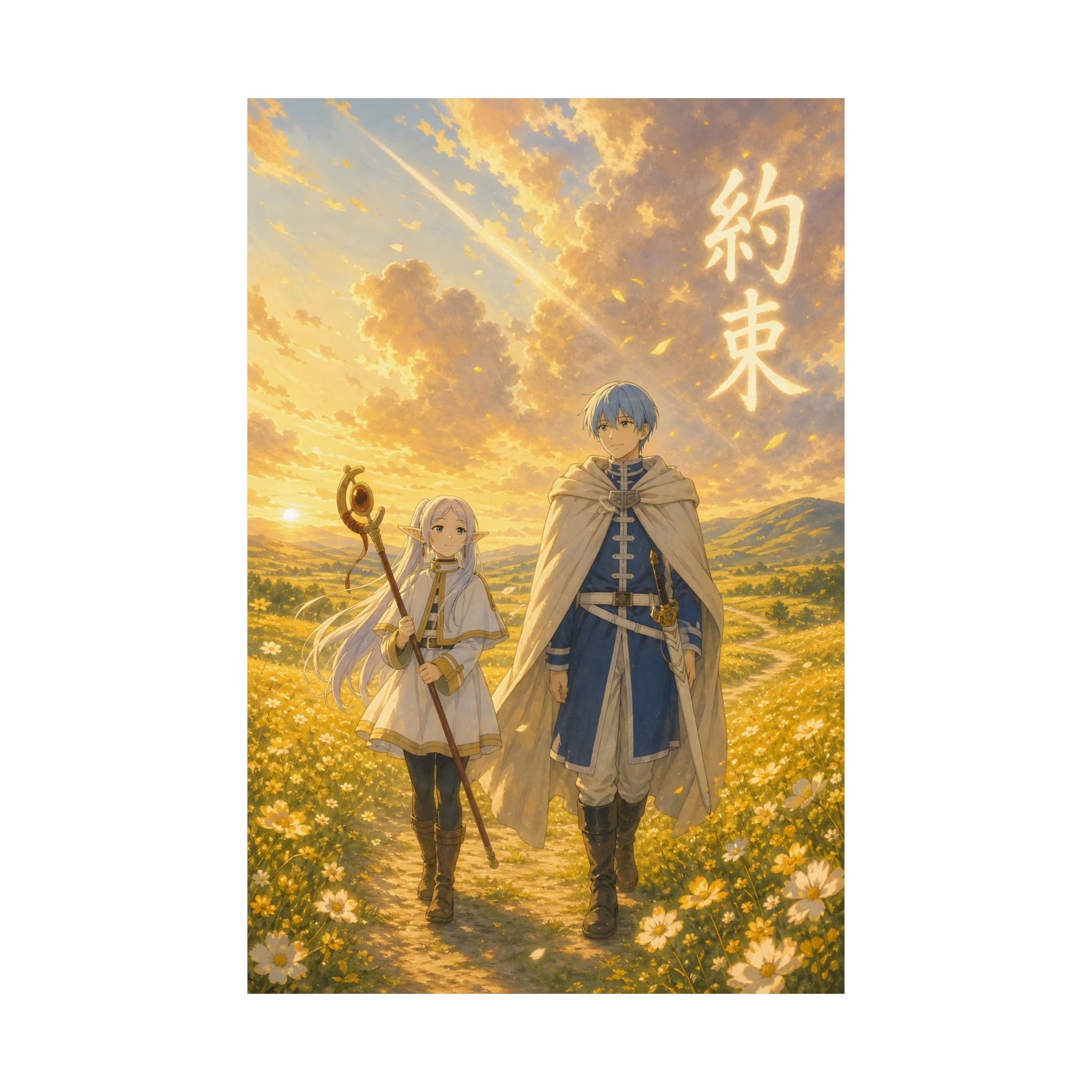 Frieren Fr17 Himmel Golden Field Anime Poster