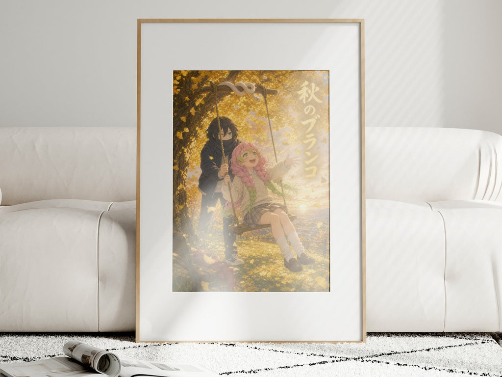 Demon Slayer Obanai Mitsuri Dreamy Autumn Swing Anime Poster