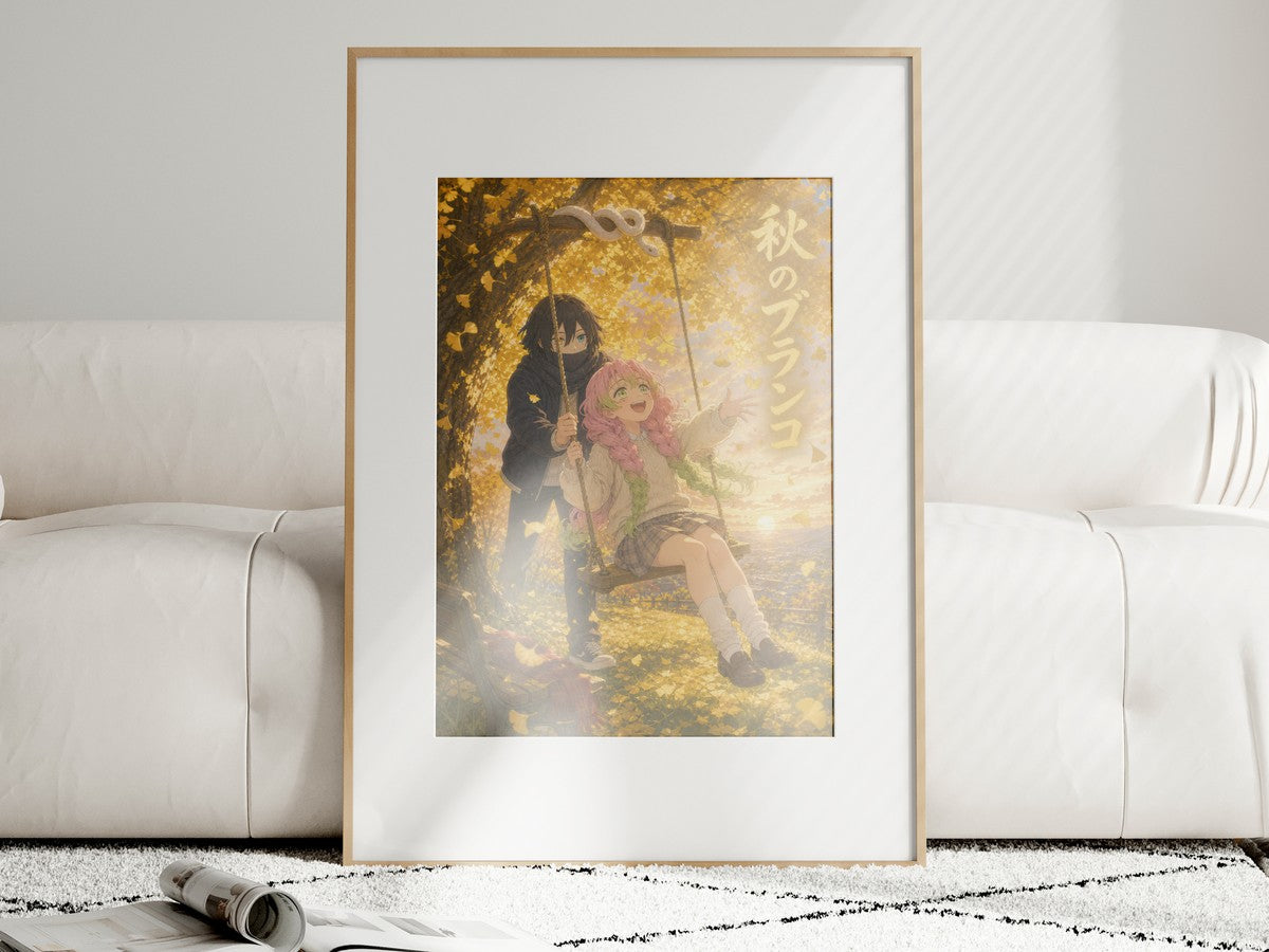 Demon Slayer Obanai Mitsuri Dreamy Autumn Swing Anime Poster