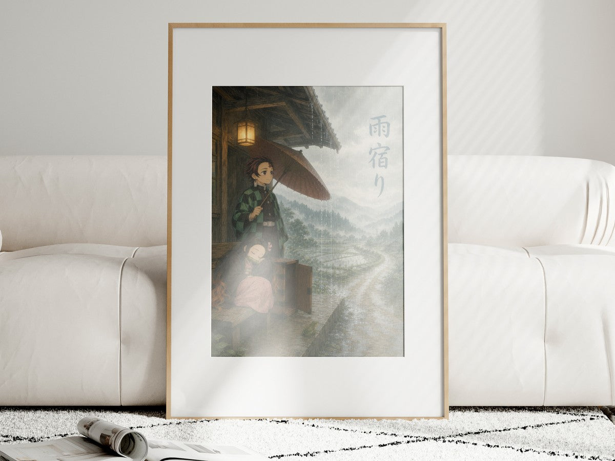 Demon Slayer Rain Shelter Miyazaki Station Anime Poster