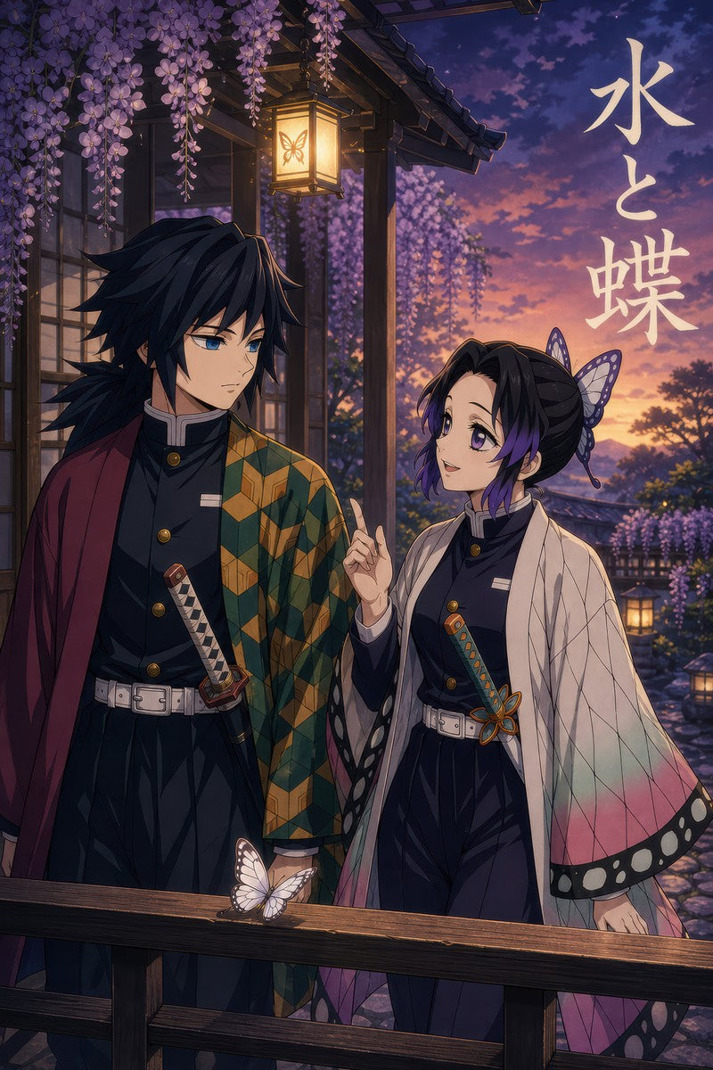 Demon Slayer Giyu Shinobu Couple Dusk Anime Poster