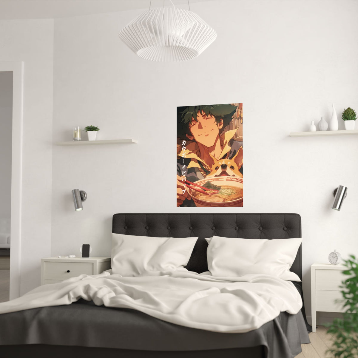 Cowboy Bebop Spike Corgi Ramen Anime Poster