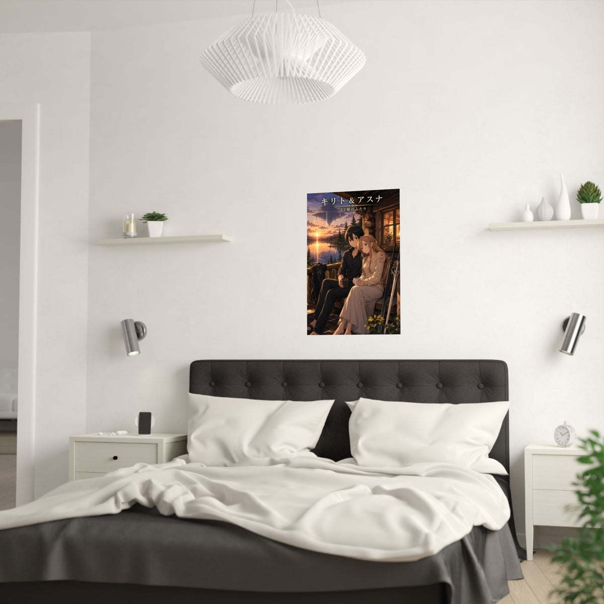 Sword Art Online Sao04 Kirito Asuna Log Home Porch Golden Hour Romance Anime Pos