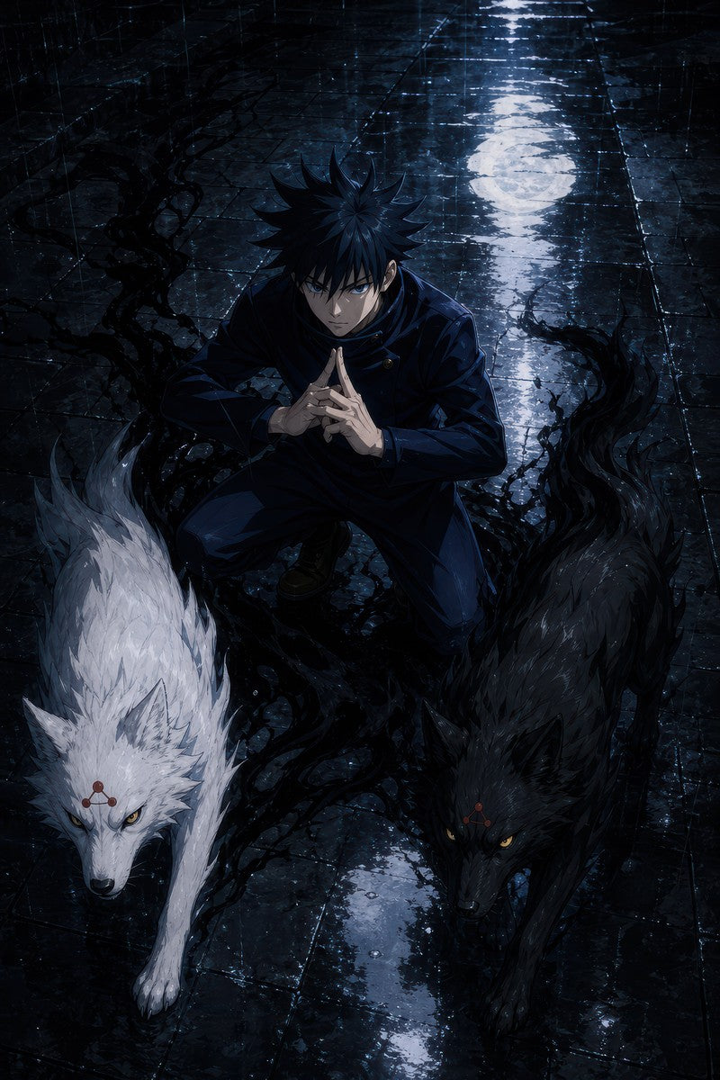 Jjk Megumi-Divine-Dogs Shadow-Architecture Gpt-Image-2 Pixazo Medium Art-V01 Ani