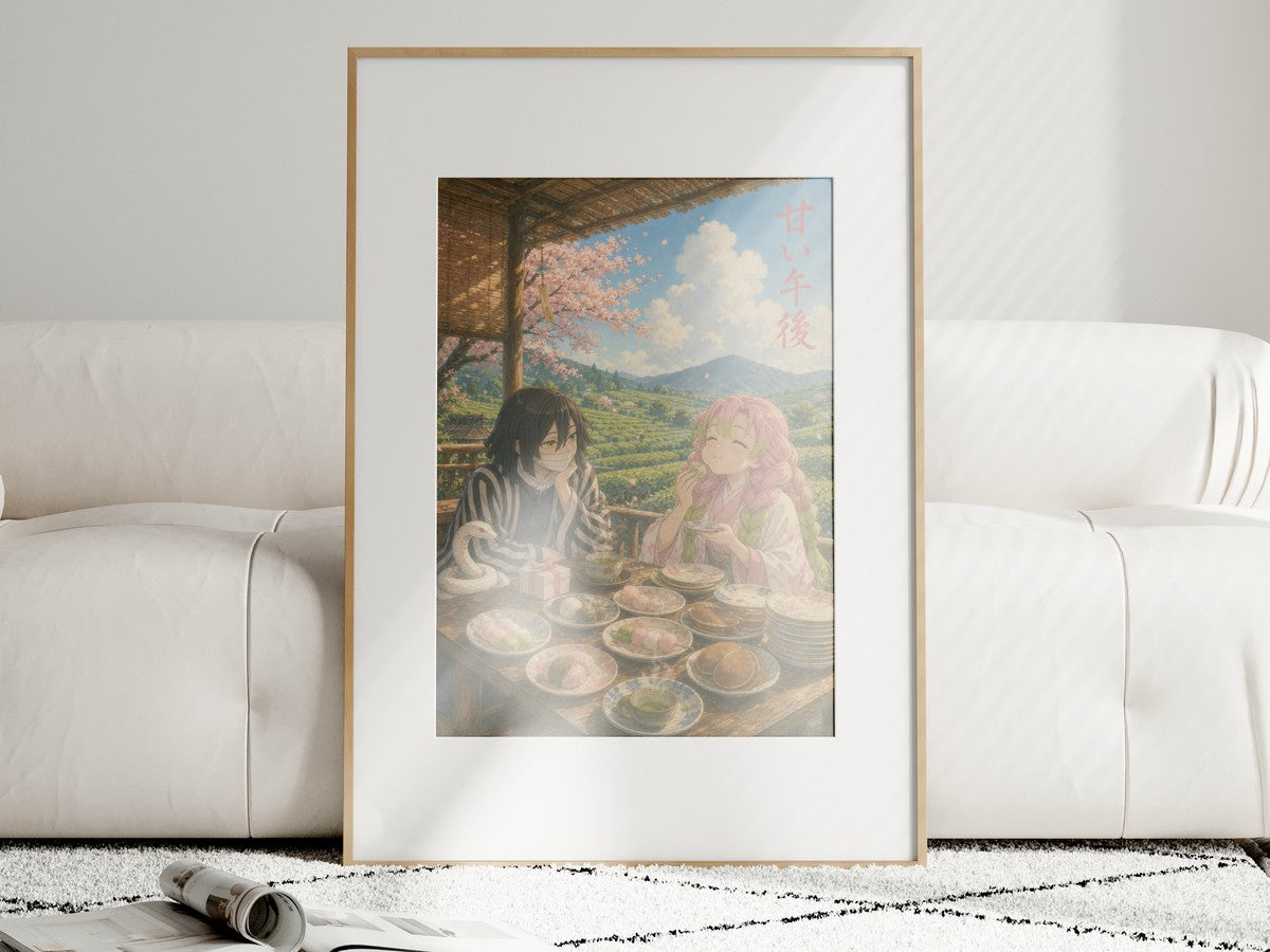 Demon Slayer Obanai Mitsuri Ghibli Teahouse Date Anime Poster