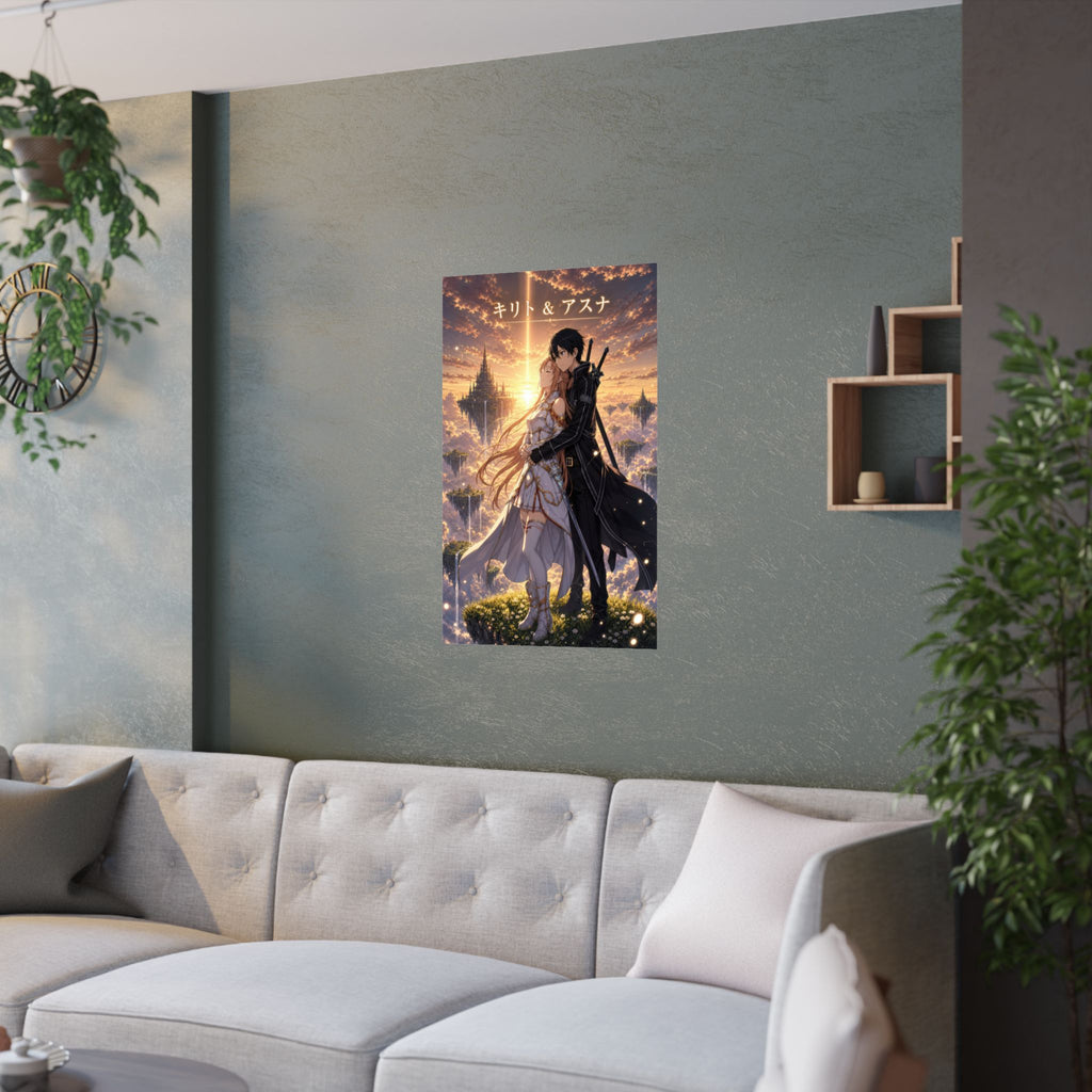Sword Art Online Sao03 Kirito Asuna Sunset Romantic Key Visual Anime Poster