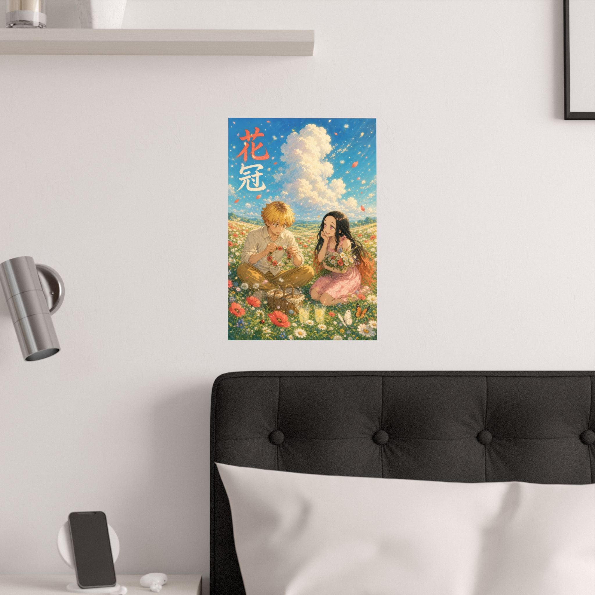 Demon Slayer Zenitsu Nezuko Dreamy Flower Crown Anime Poster
