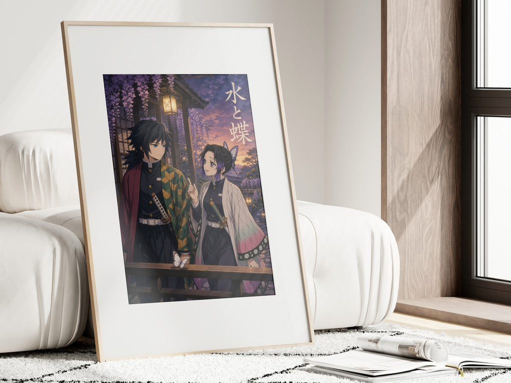 Demon Slayer Giyu Shinobu Couple Dusk Anime Poster