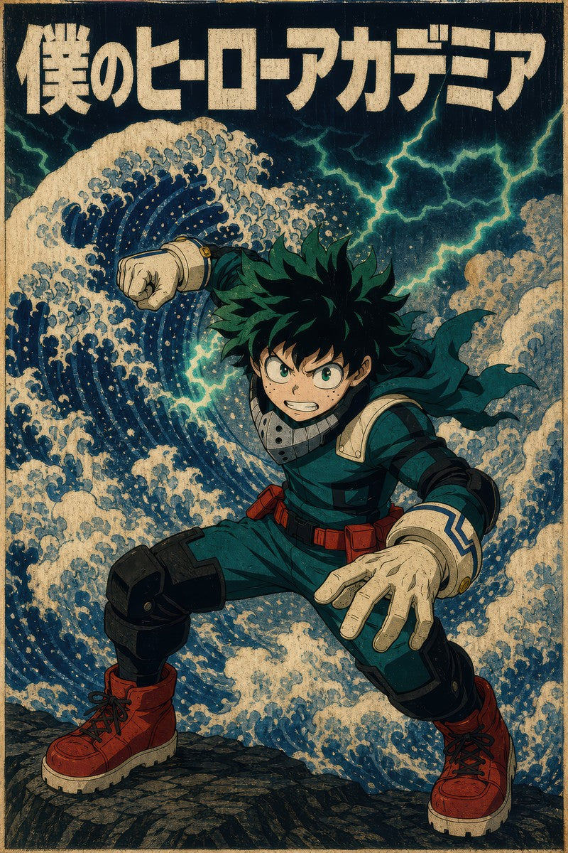 My Hero Academia G8 Deku Ukiyoe Smash Anime Poster