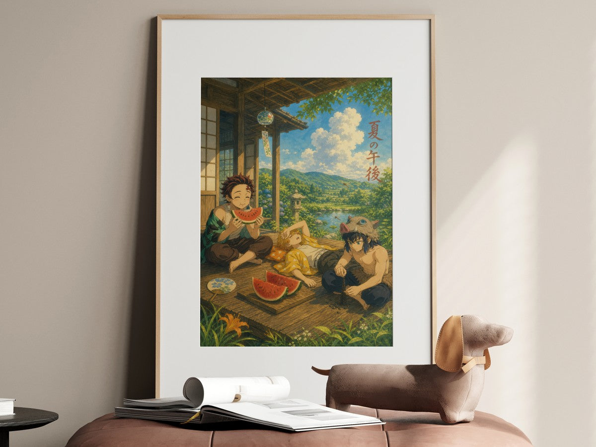 Demon Slayer Watermelon Engawa Miyazaki Afternoon Anime Poster
