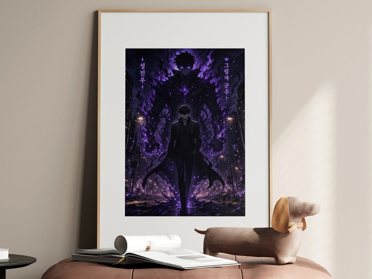 Solo Leveling Sl03 Jinwoo Shadow Monarch Cinematic Manhwa Anime Poster