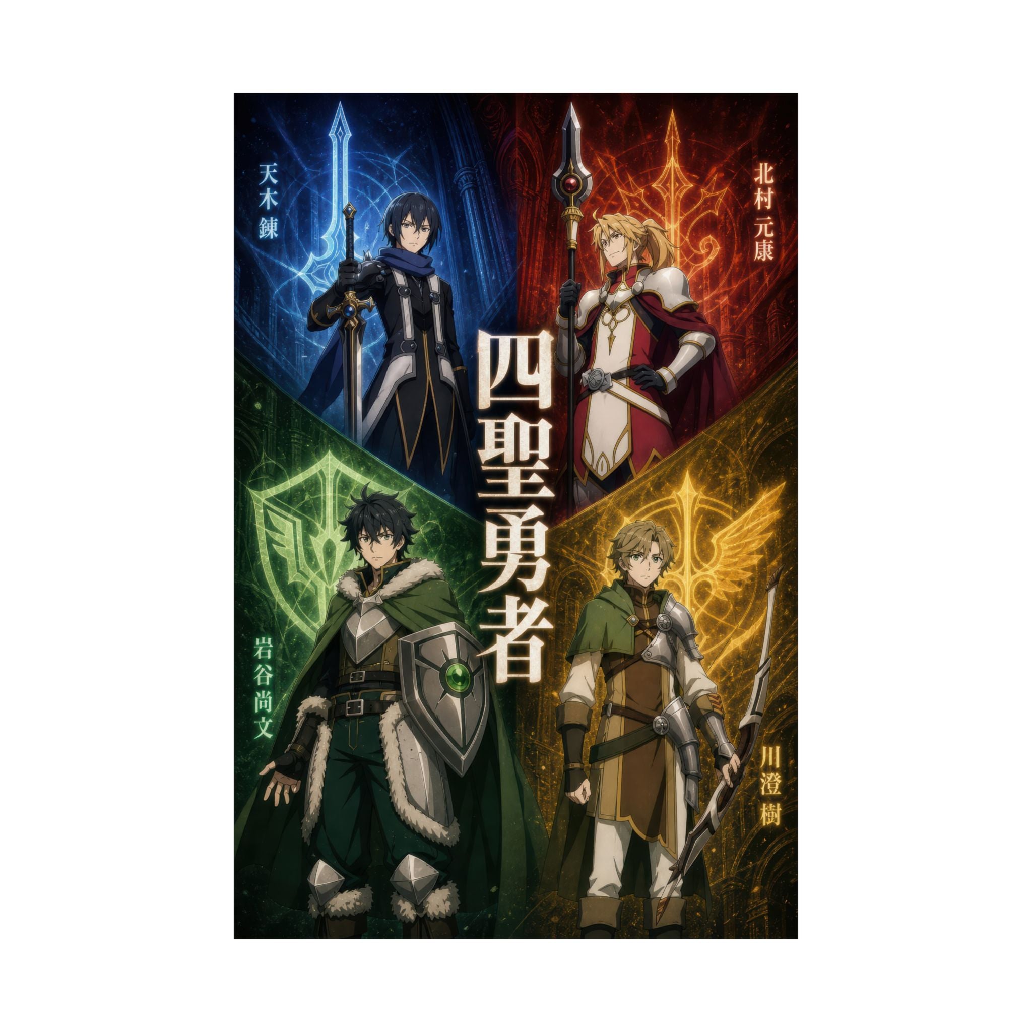 The Rising of the Shield Hero Four Cardinal Heroes Weapon Quadrants Anime Poster