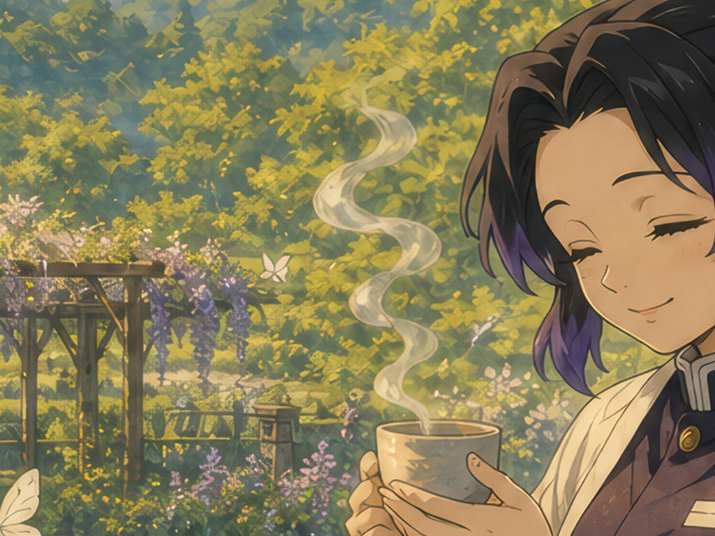Demon Slayer Shinobu Tea Miyazaki Butterfly Porch Anime Poster