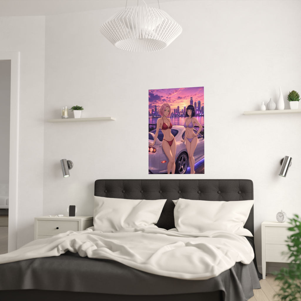 Sakura Hinata Naruto Anime Poster Ninja Sisters Art Print
