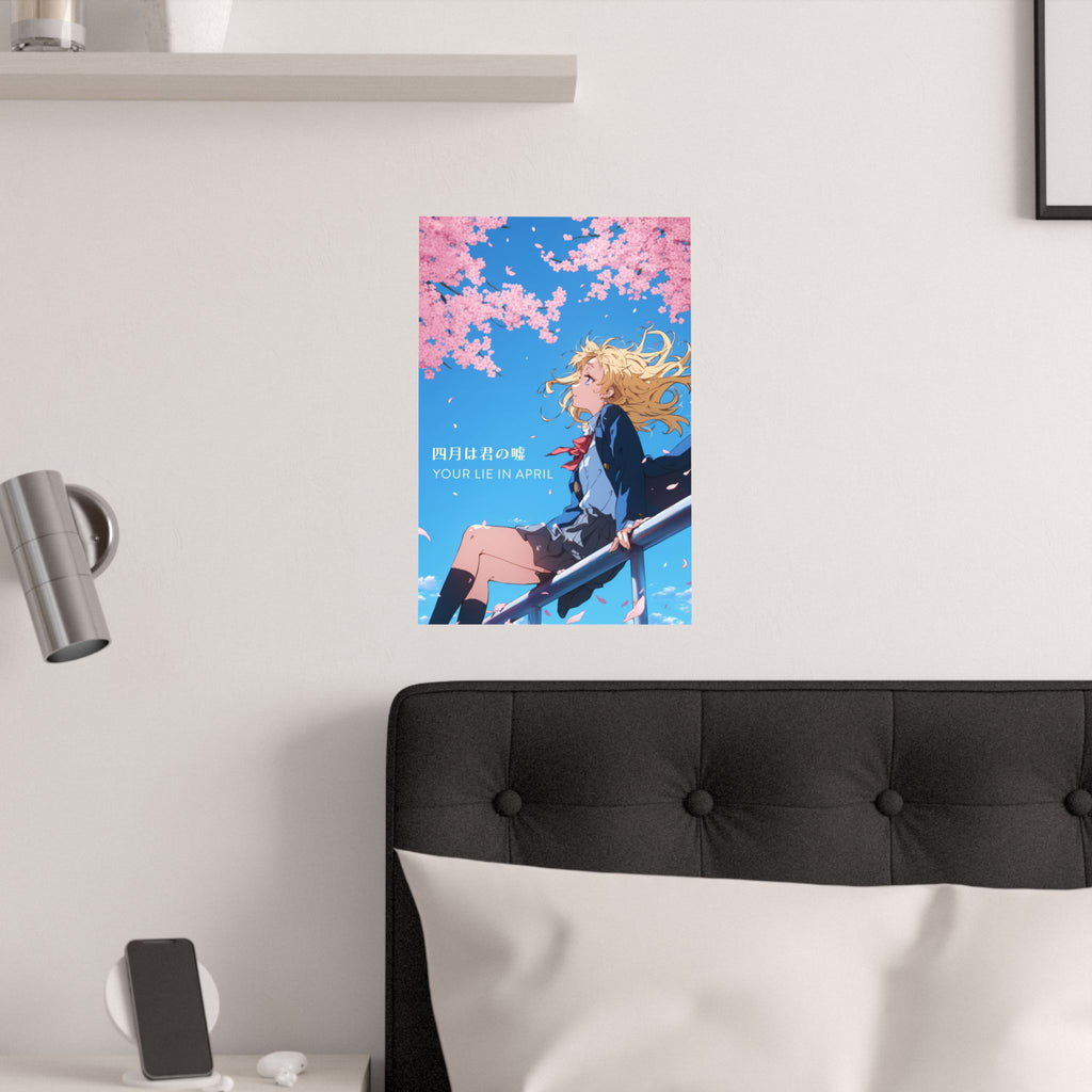 Your Lie in April Kaori Cherry Blossoms and Sky Anime Poster
