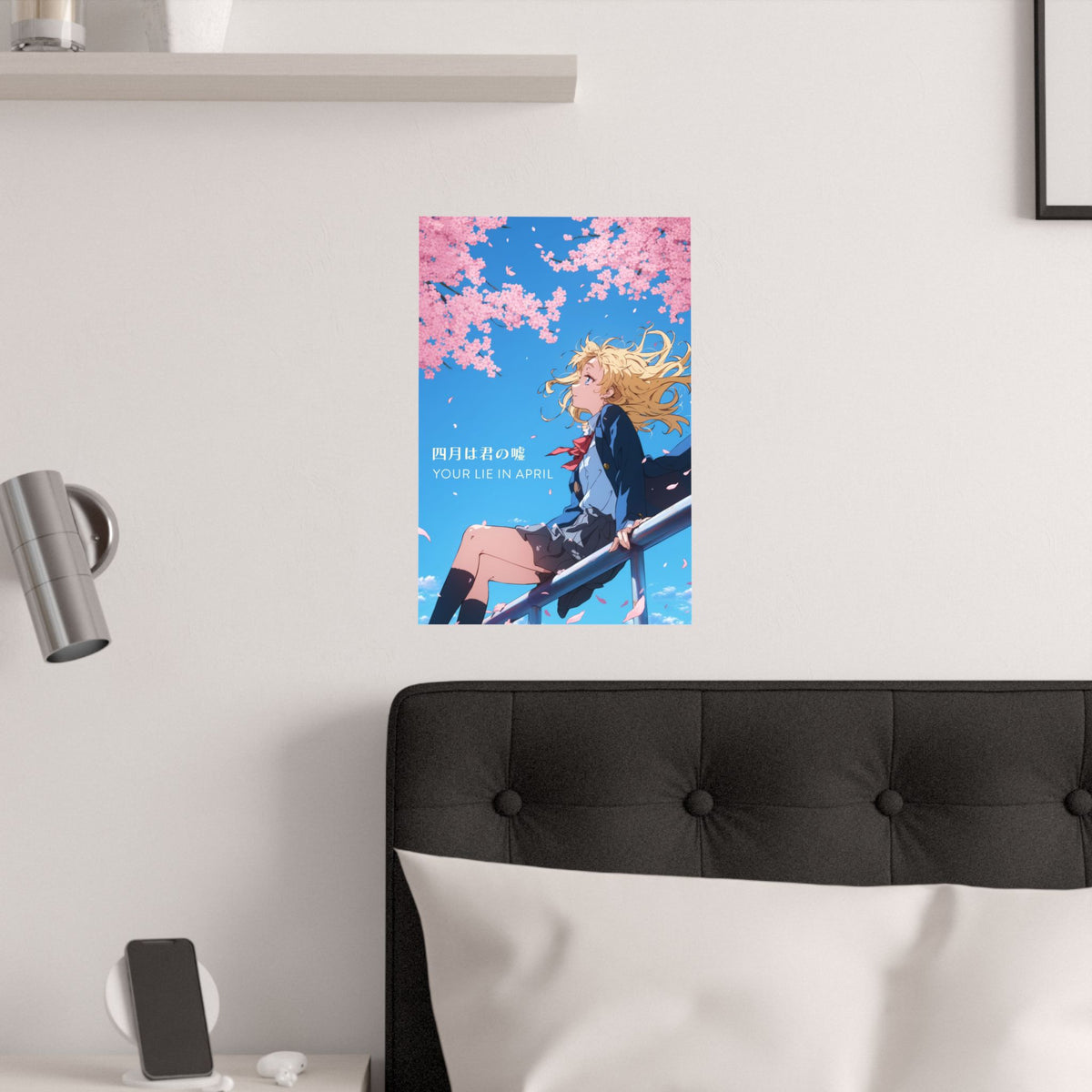 Your Lie in April Kaori Cherry Blossoms and Sky Anime Poster