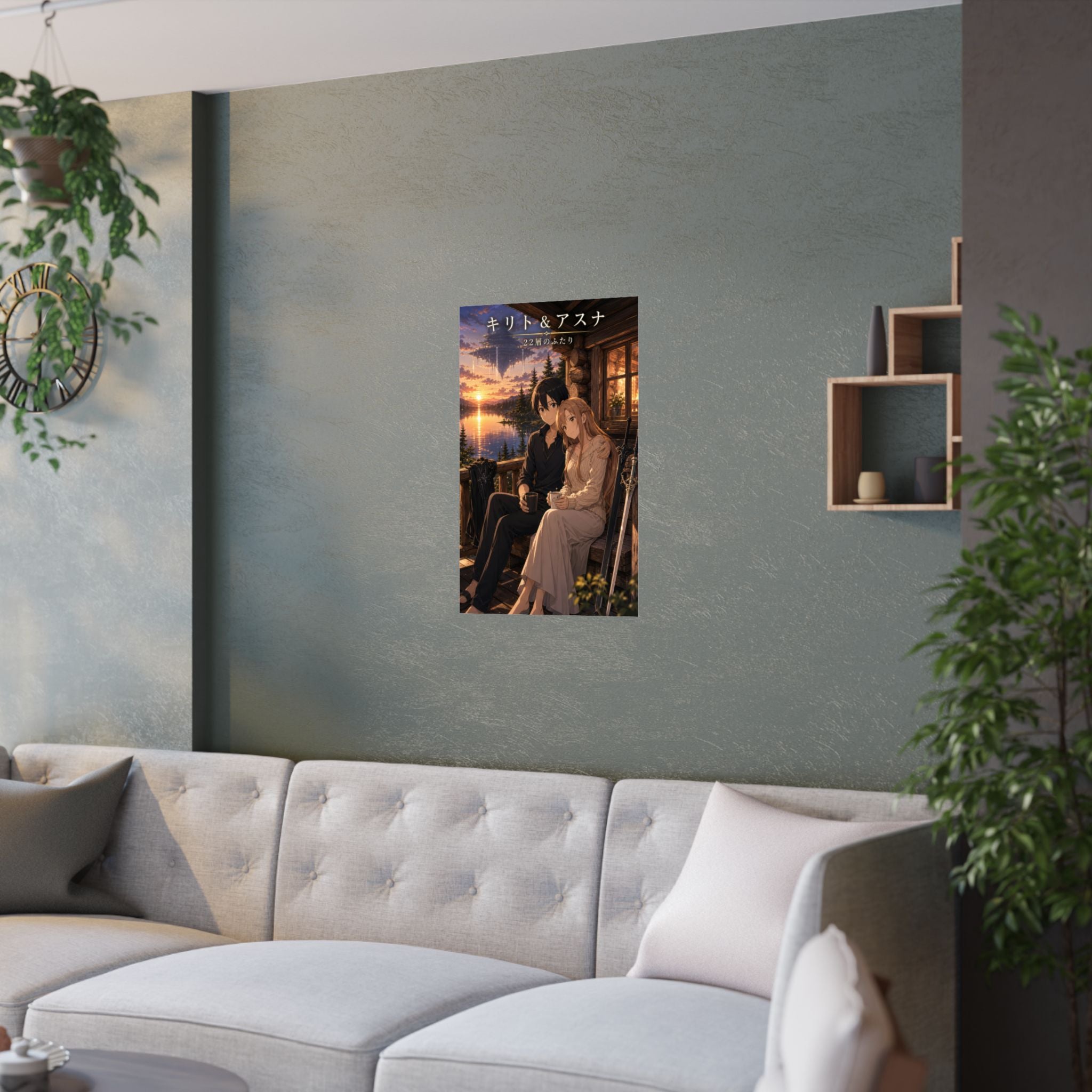Sword Art Online Sao04 Kirito Asuna Log Home Porch Golden Hour Romance Anime Pos