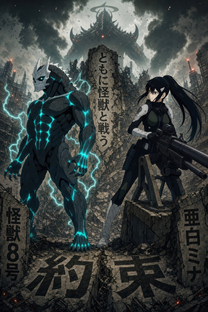 Kaiju No. 8 Kj8 F02 Kafka Mina Side By Side Fandom Canon Anime Poster