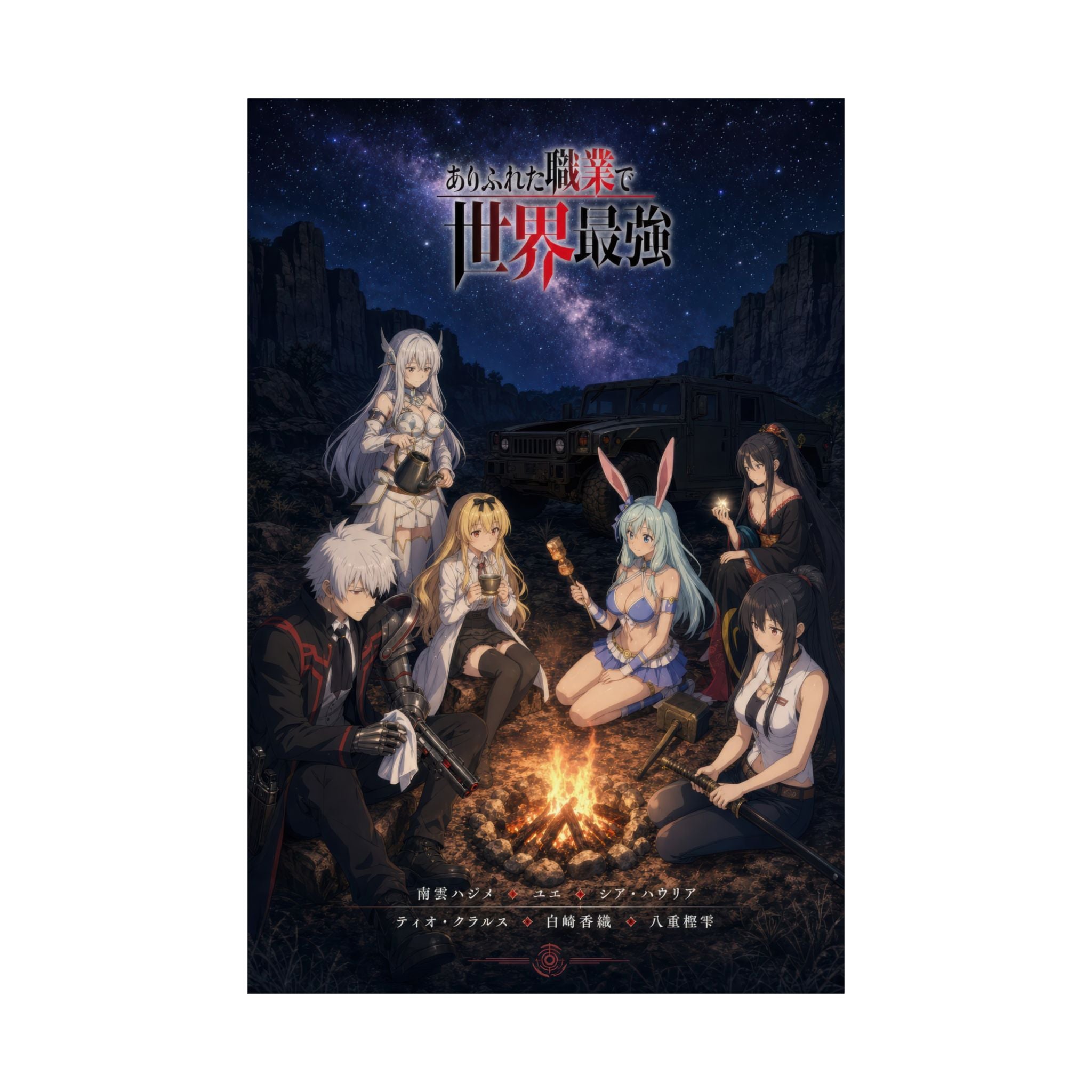 Arifureta Main Party Night Camp Found Family Anime Poster