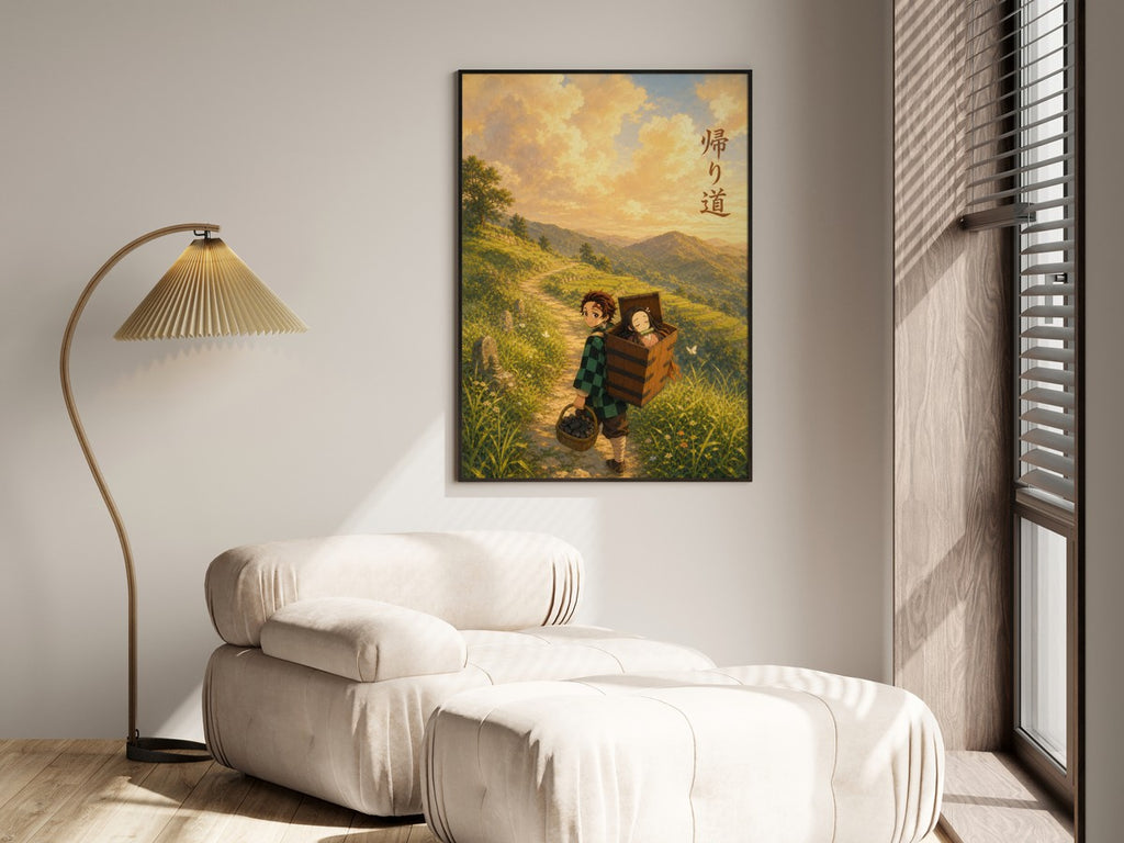 Demon Slayer Tanjiro Nezuko Miyazaki Mountain Path Anime Poster