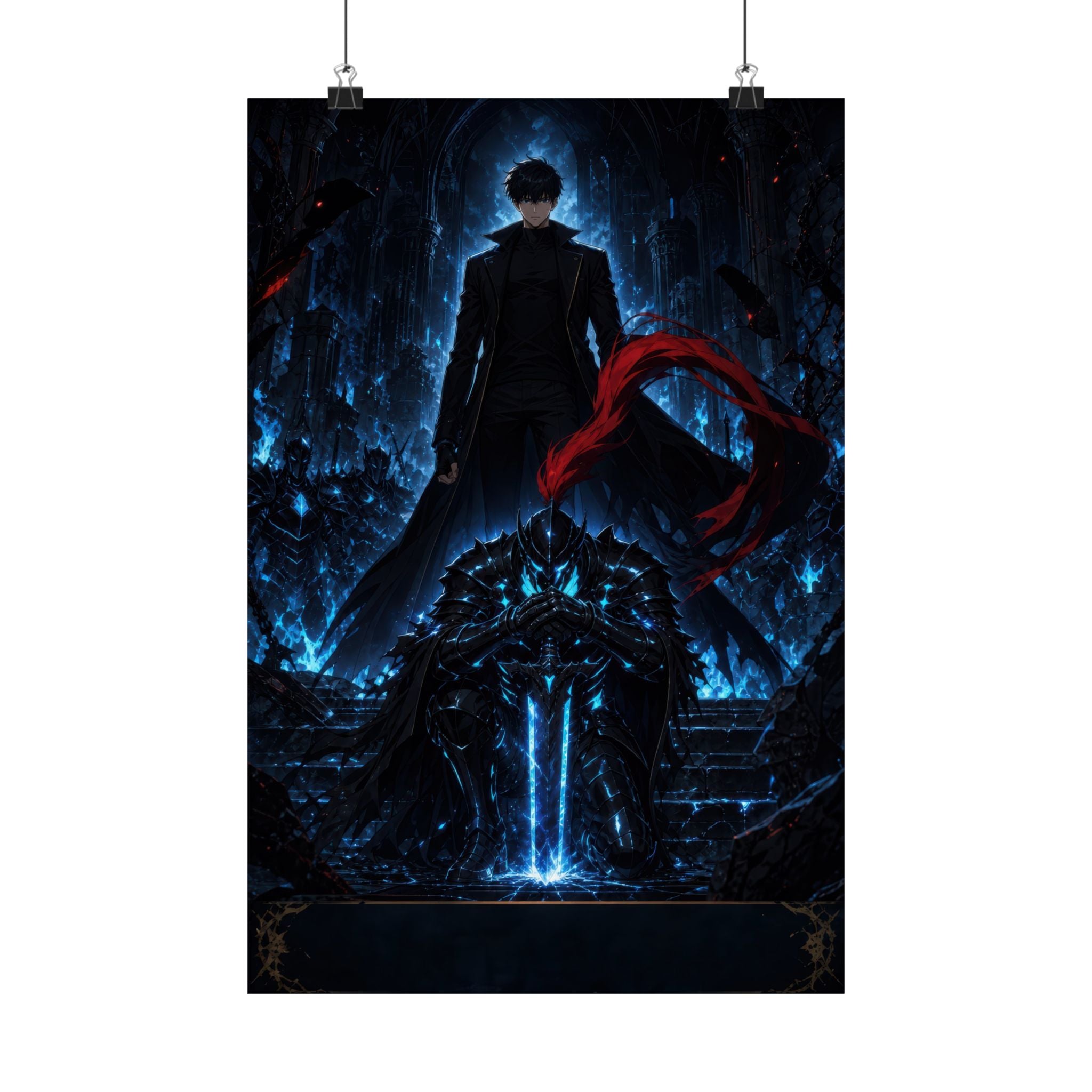 Solo Leveling Sl53 Jinwoo Igris First Knight Anime Poster