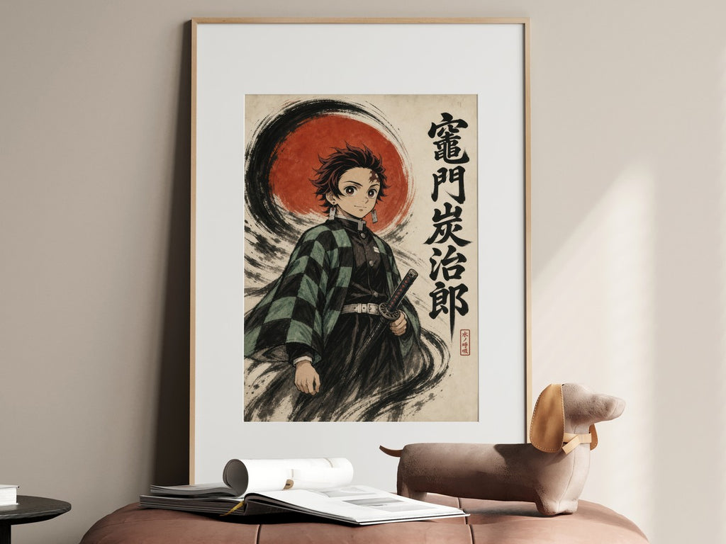 Demon Slayer Hm01 Tanjiro Sumi E Sun Anime Poster