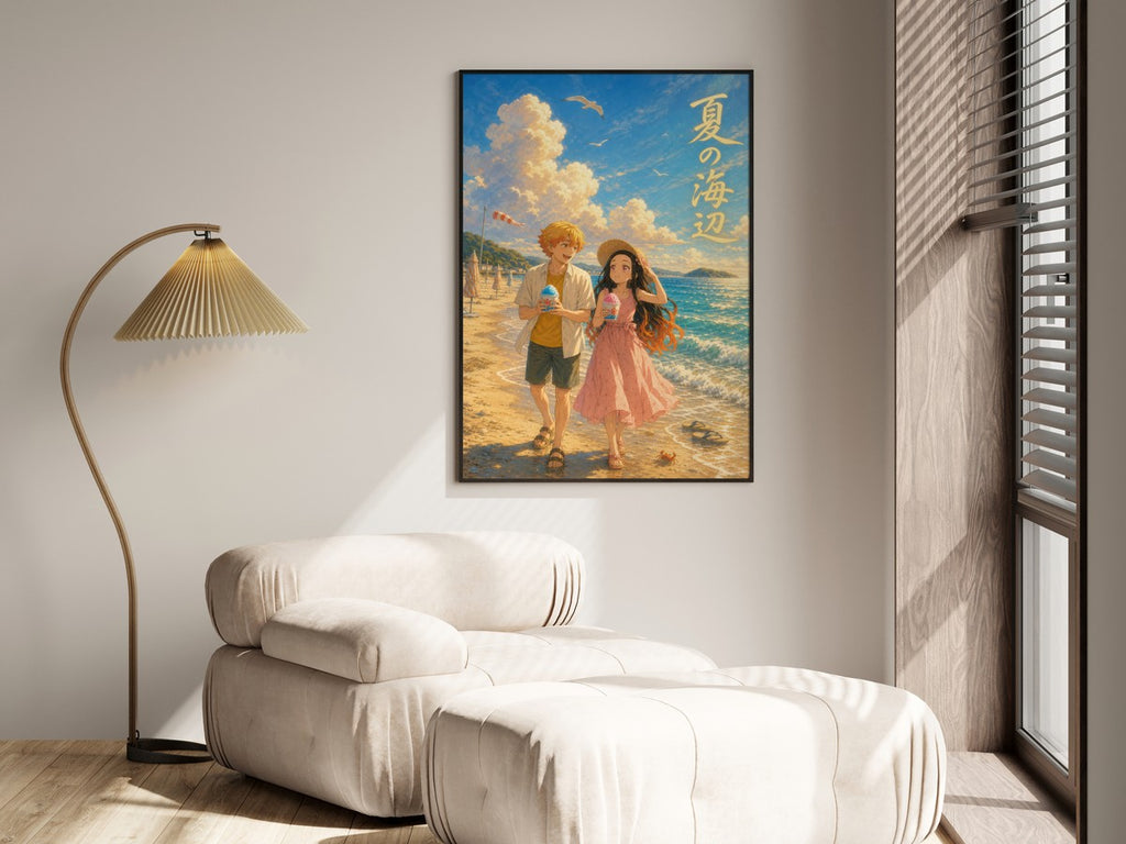 Demon Slayer Zenitsu Nezuko Dreamy Seaside Shaved Ice Anime Poster