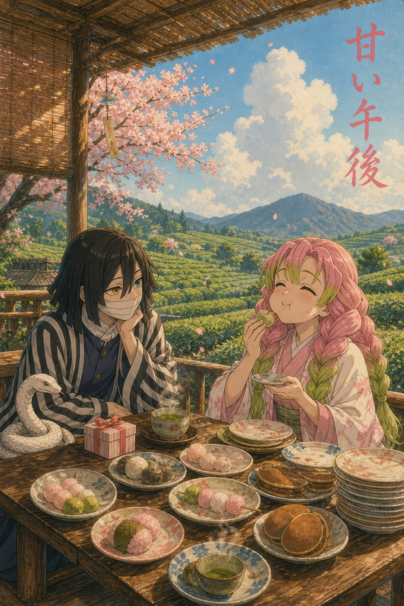 Demon Slayer Obanai Mitsuri Ghibli Teahouse Date Anime Poster